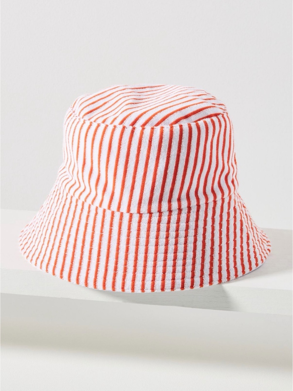 NWT Sold Out Anthropologie Striped Terry Bucket Hat - Coral